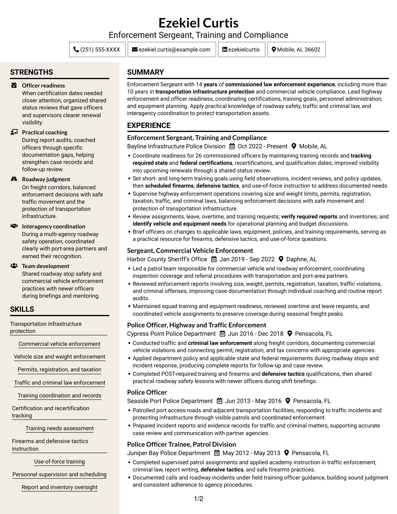 Resume example — page 1