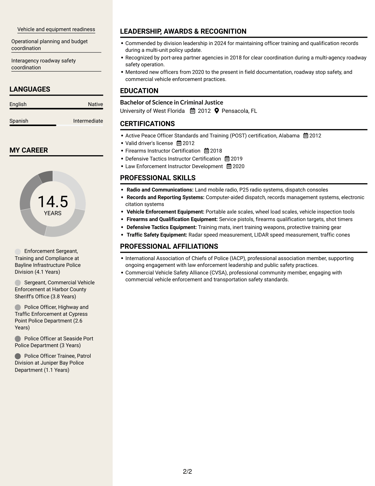 Resume example — page 2