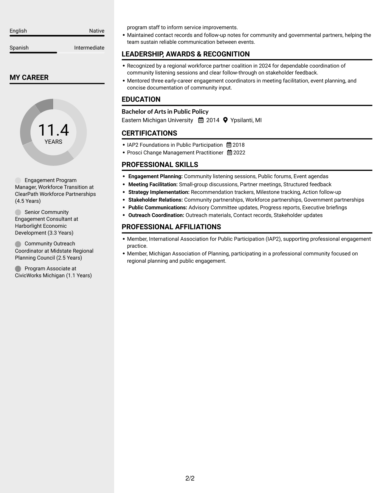 Resume example — page 2