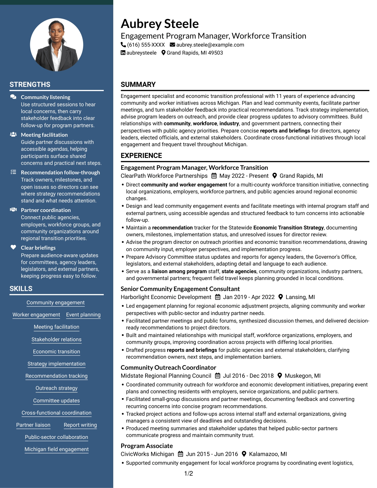 Resume example — page 1
