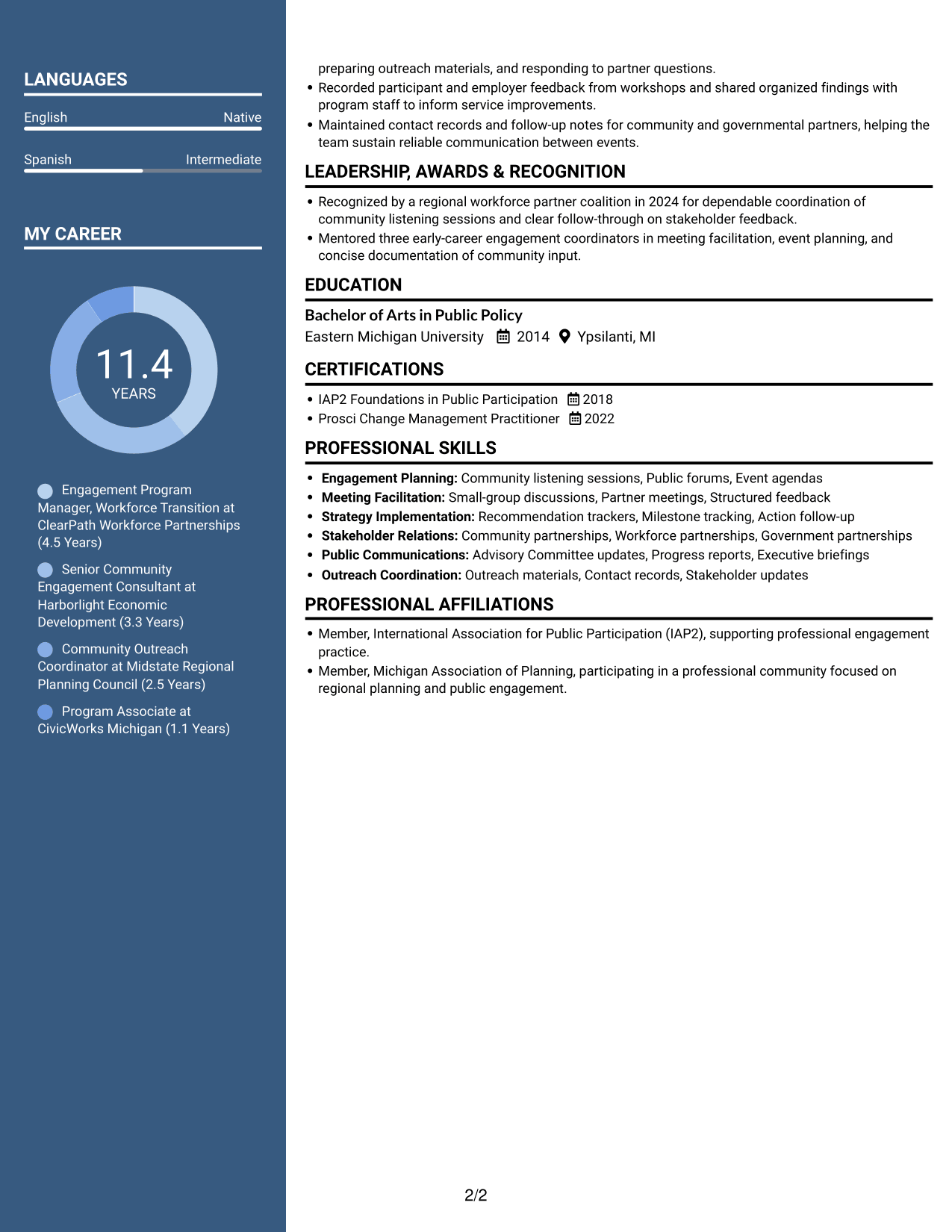 Resume example — page 2