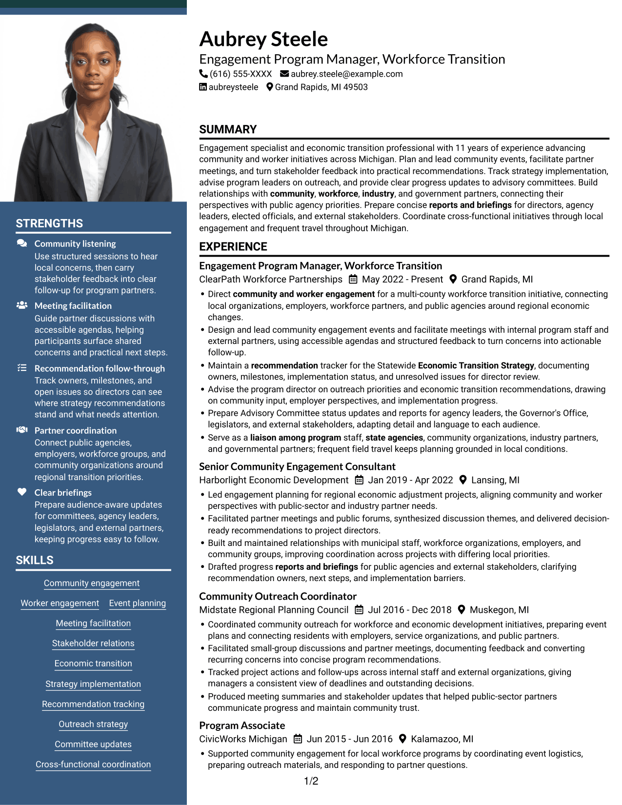 Resume example — page 1