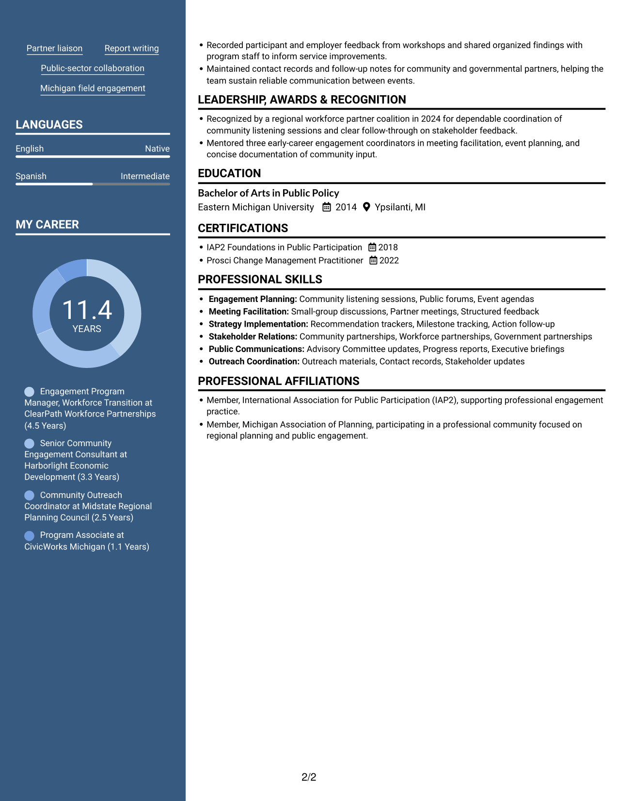 Resume example — page 2