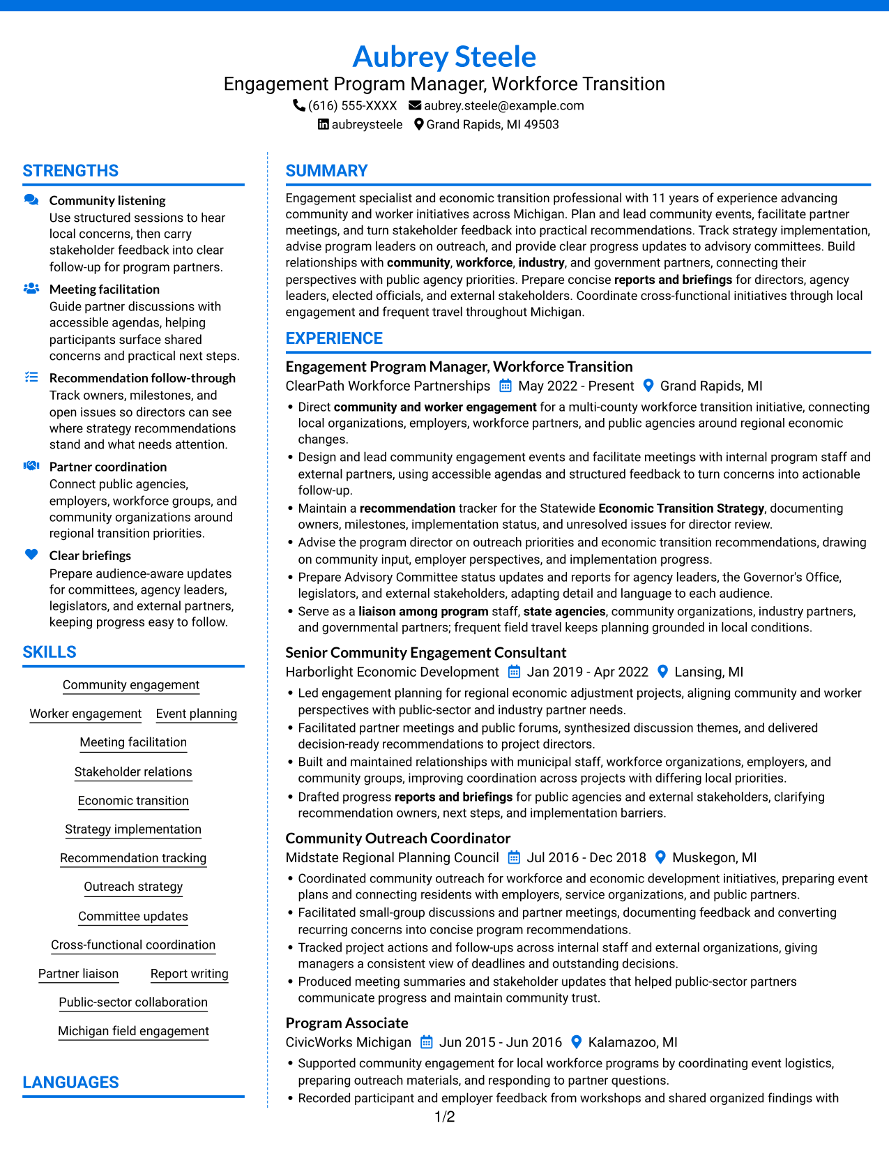 Resume example — page 1