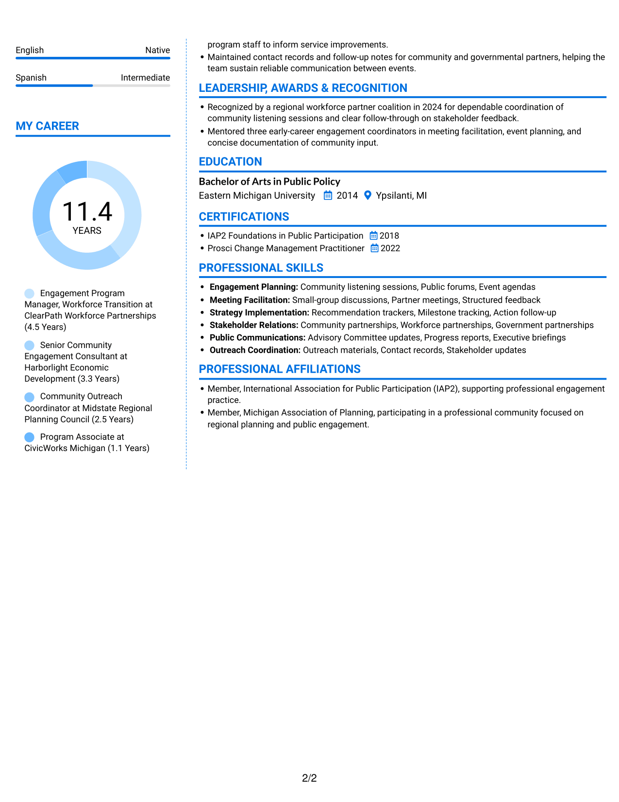 Resume example — page 2