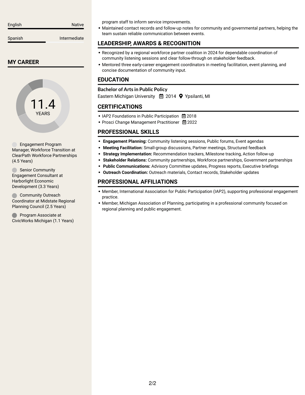 Resume example — page 2