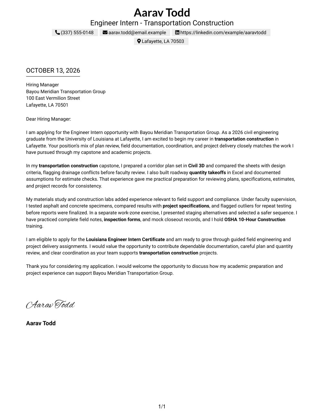 Text/Fang Style Cover Letter Preview