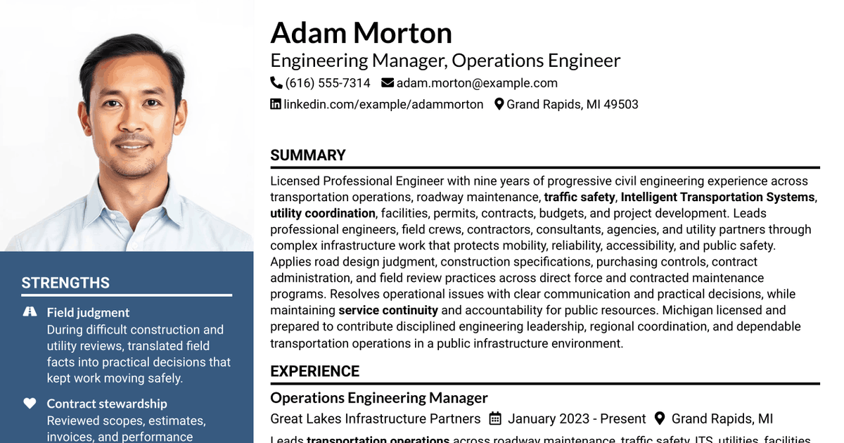 7 Engineer Manager - Operations Engineer Resume Templates with Example