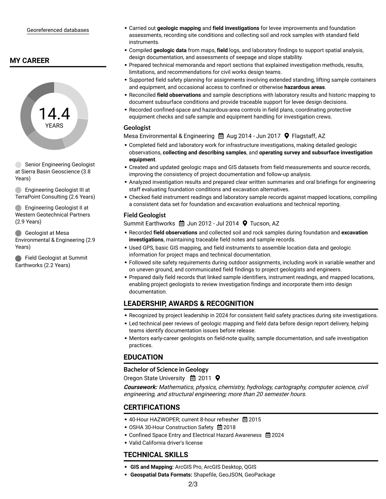 Resume example — page 2
