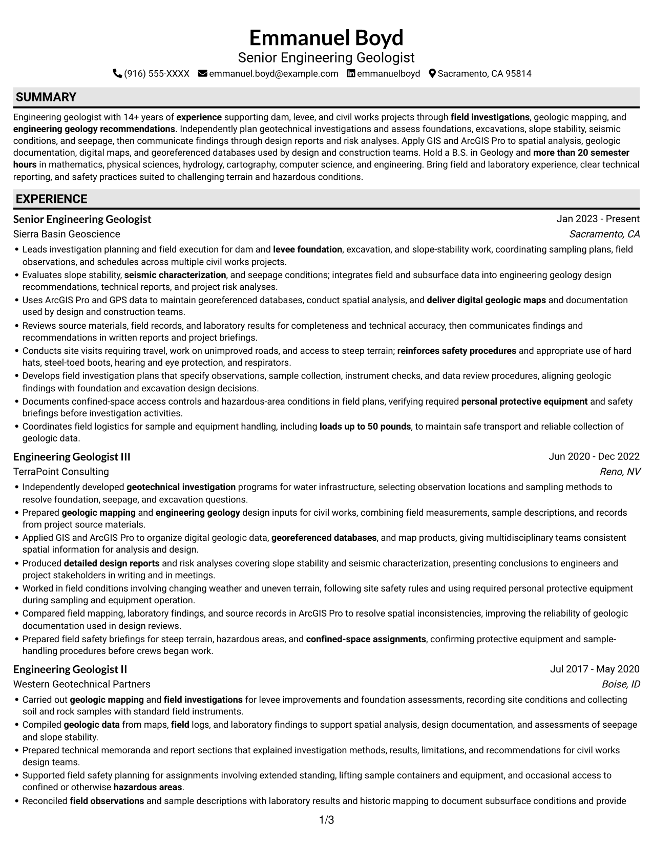 Resume example — page 1