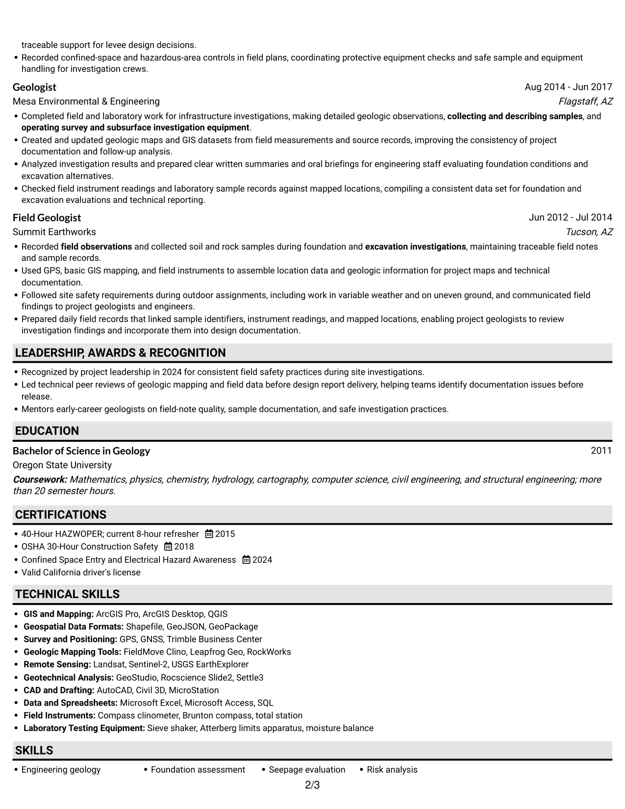 Resume example — page 2