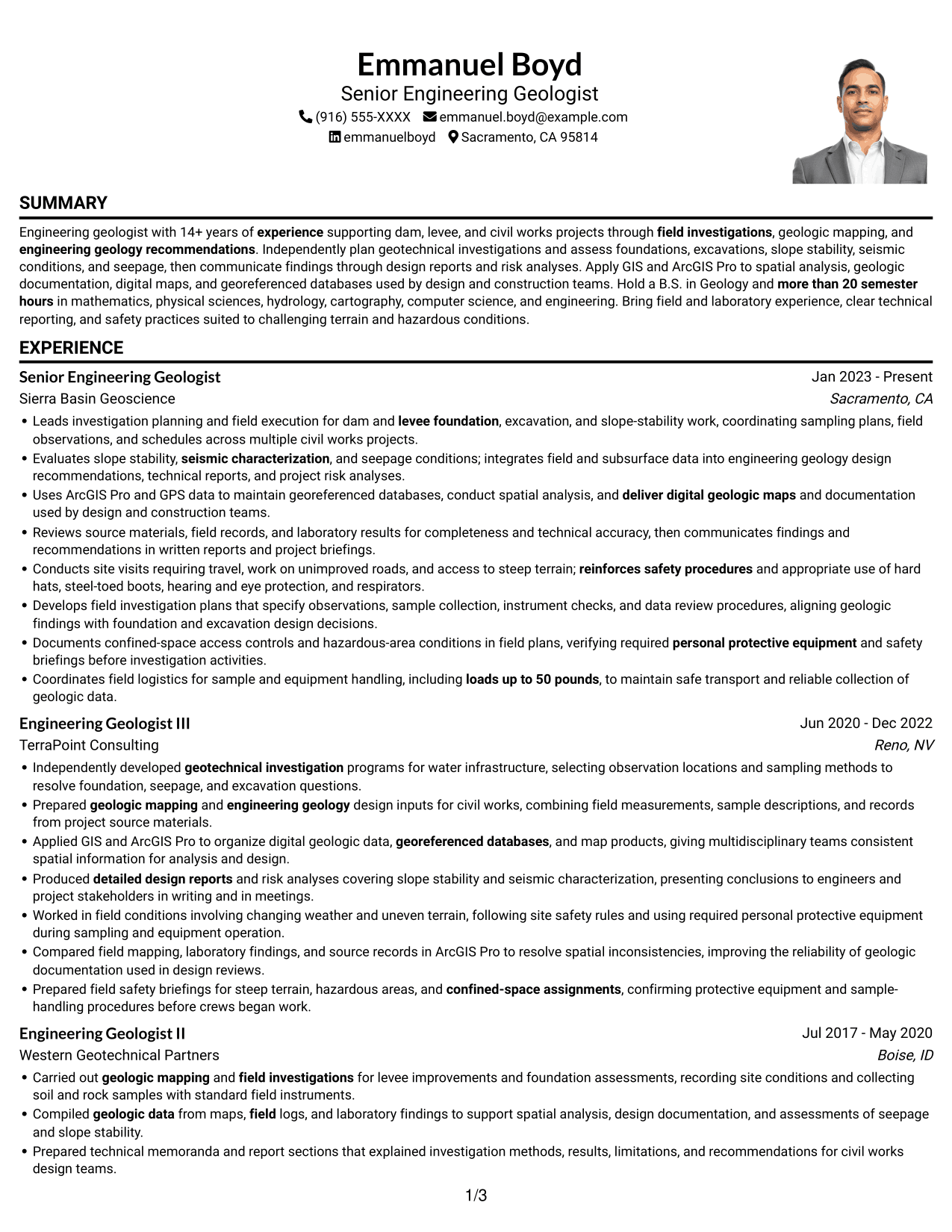 Resume example — page 1