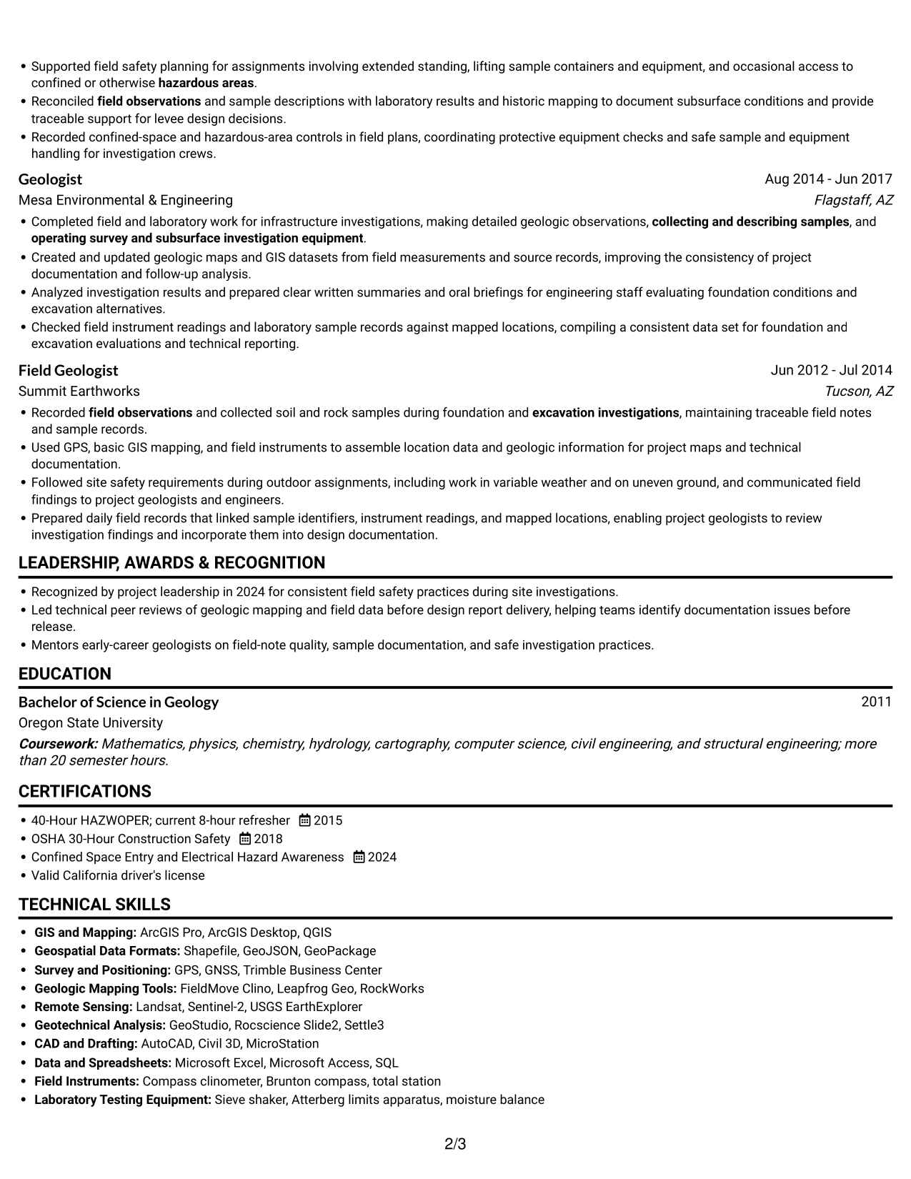 Resume example — page 2