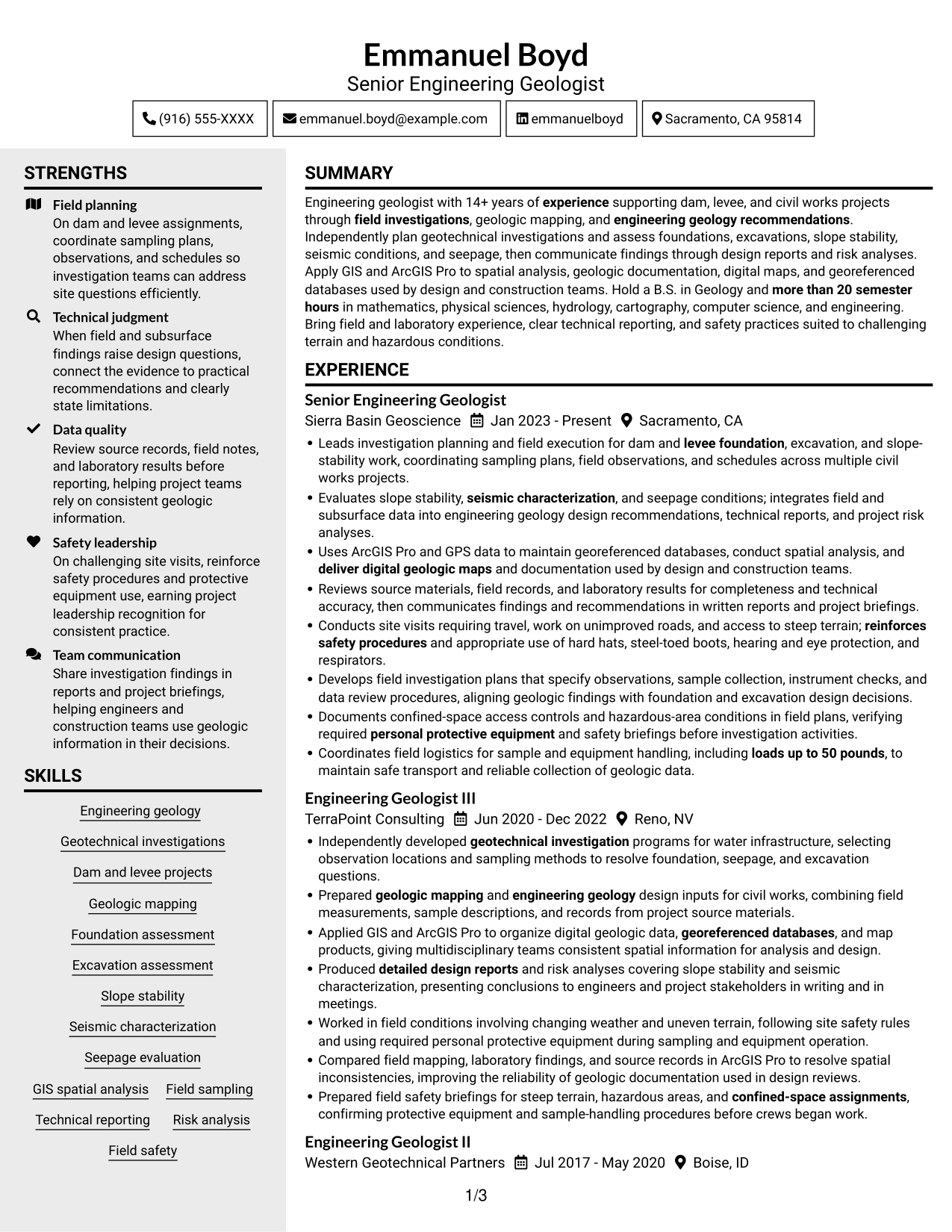 Resume example — page 1