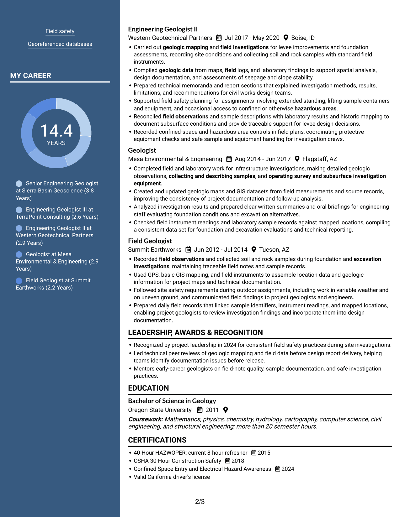 Resume example — page 2