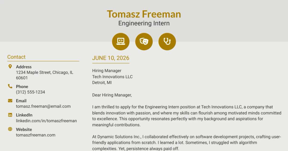 30+ Engineering Intern Cover Letter Templates with Example 2026