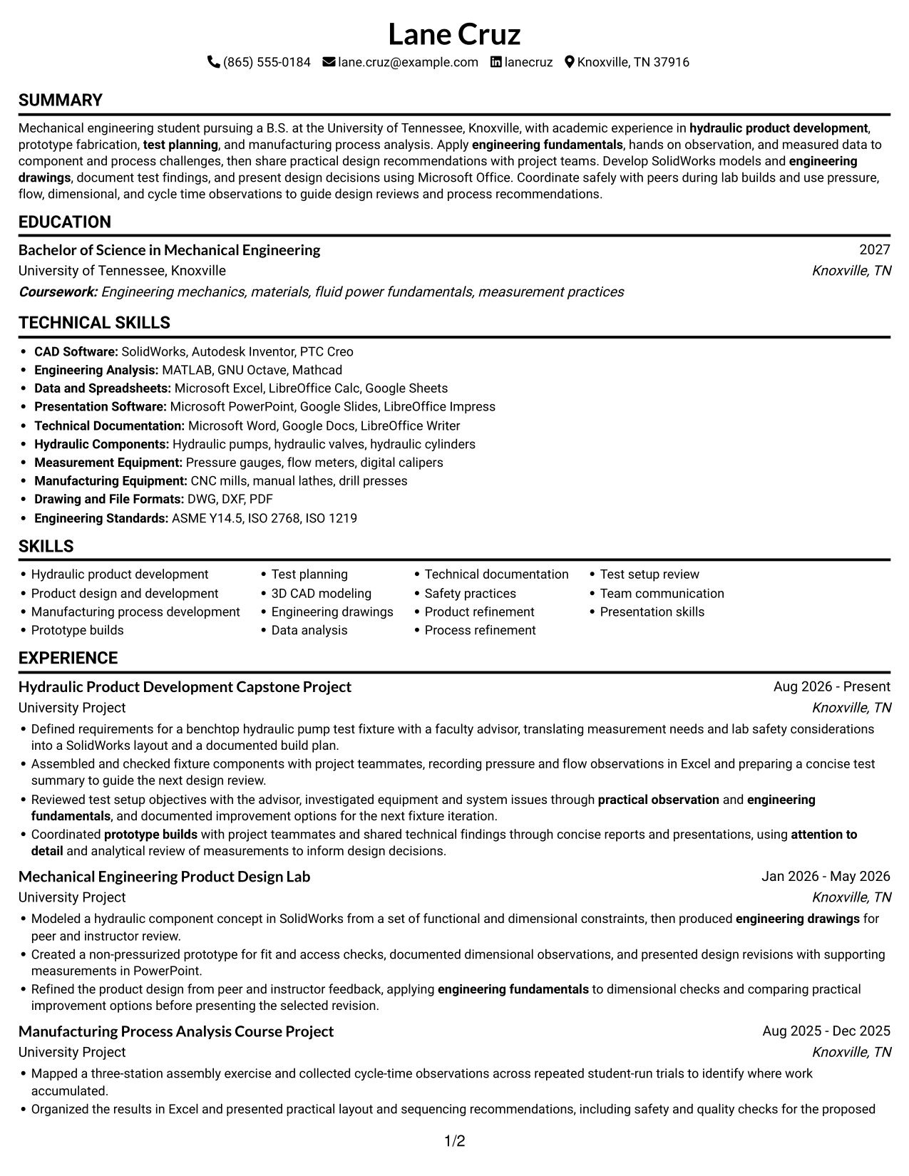 Resume example — page 1