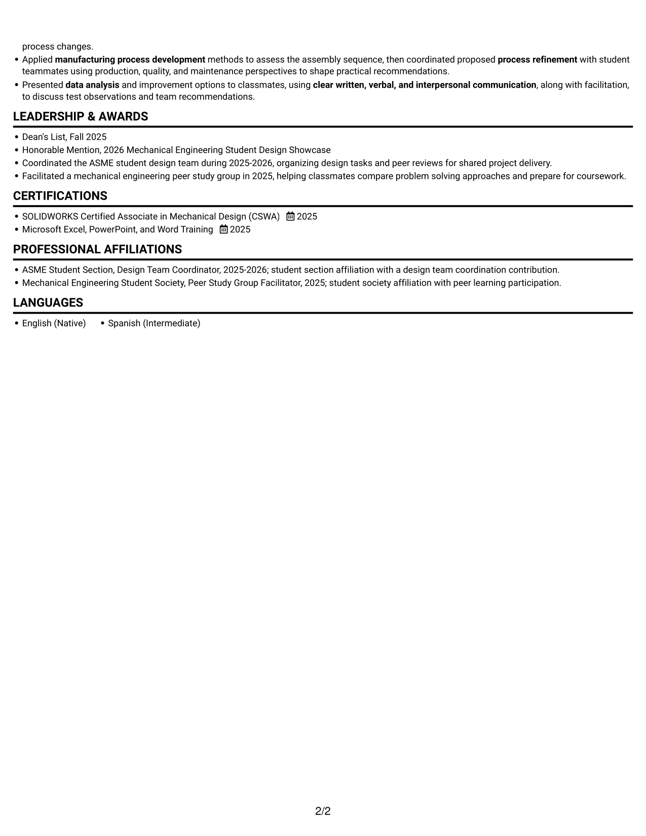 Resume example — page 2