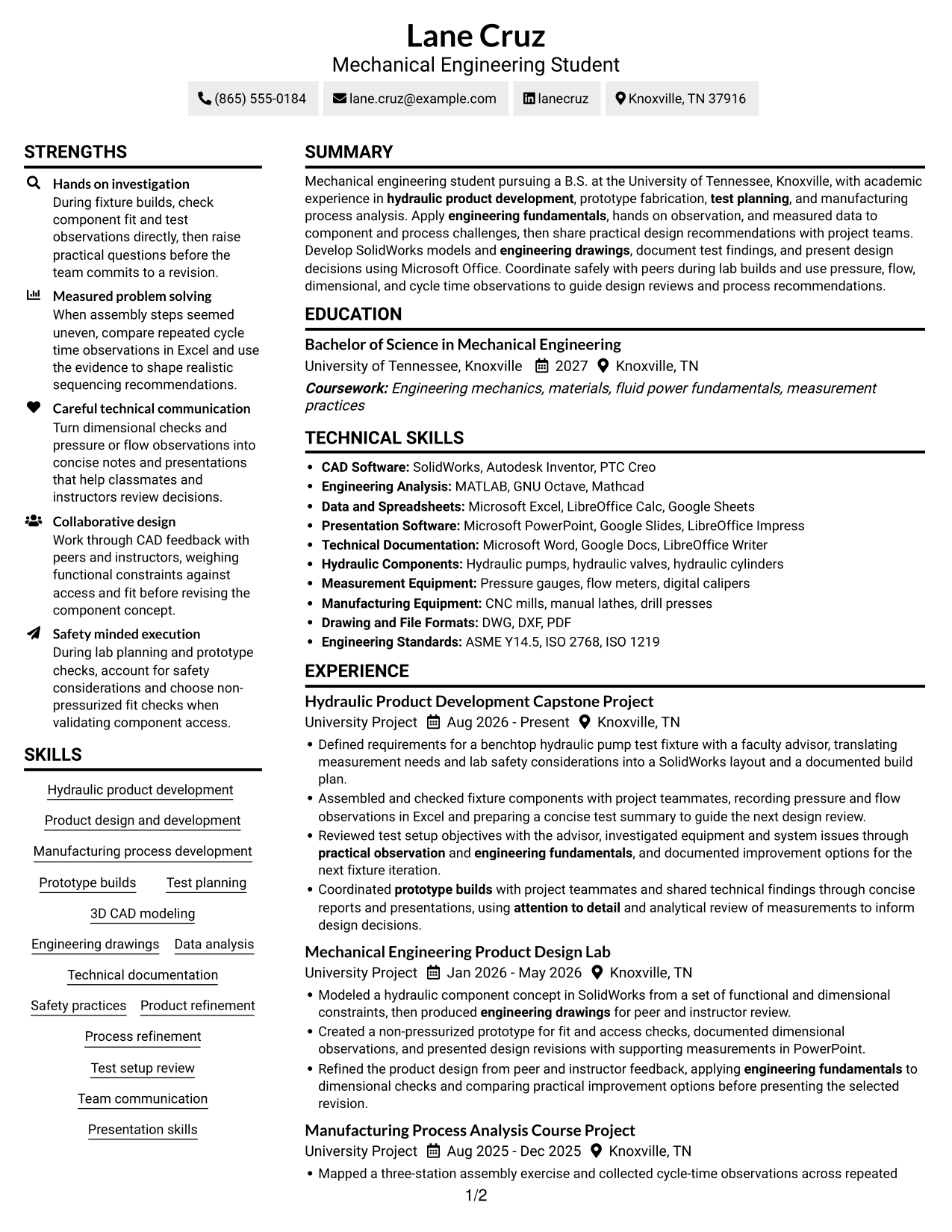 Resume example — page 1