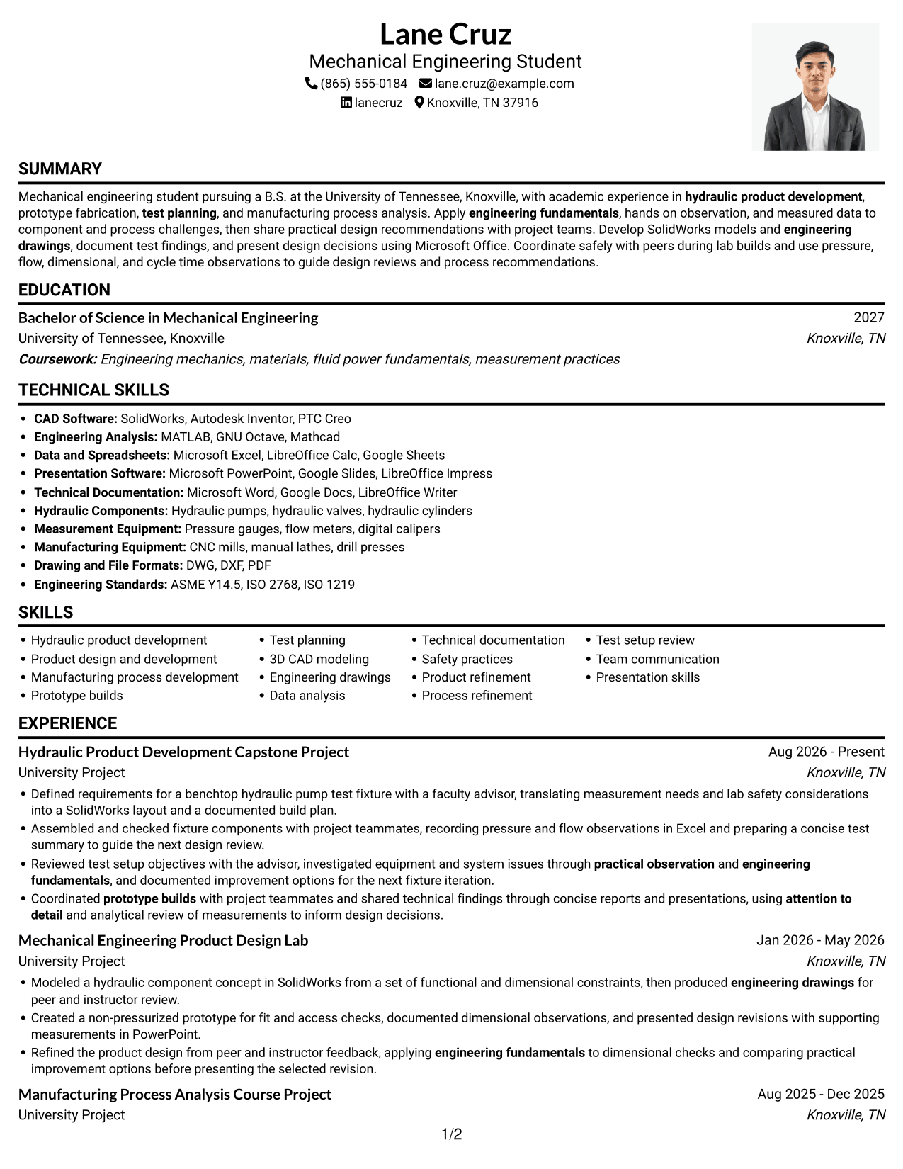 Resume example — page 1