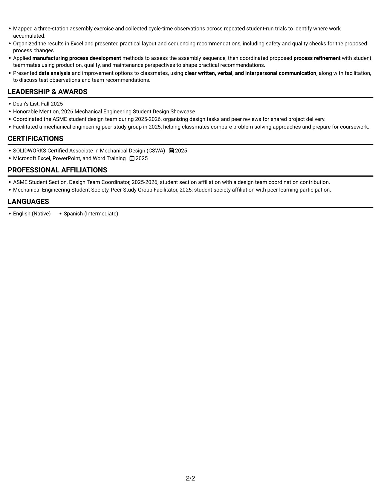 Resume example — page 2