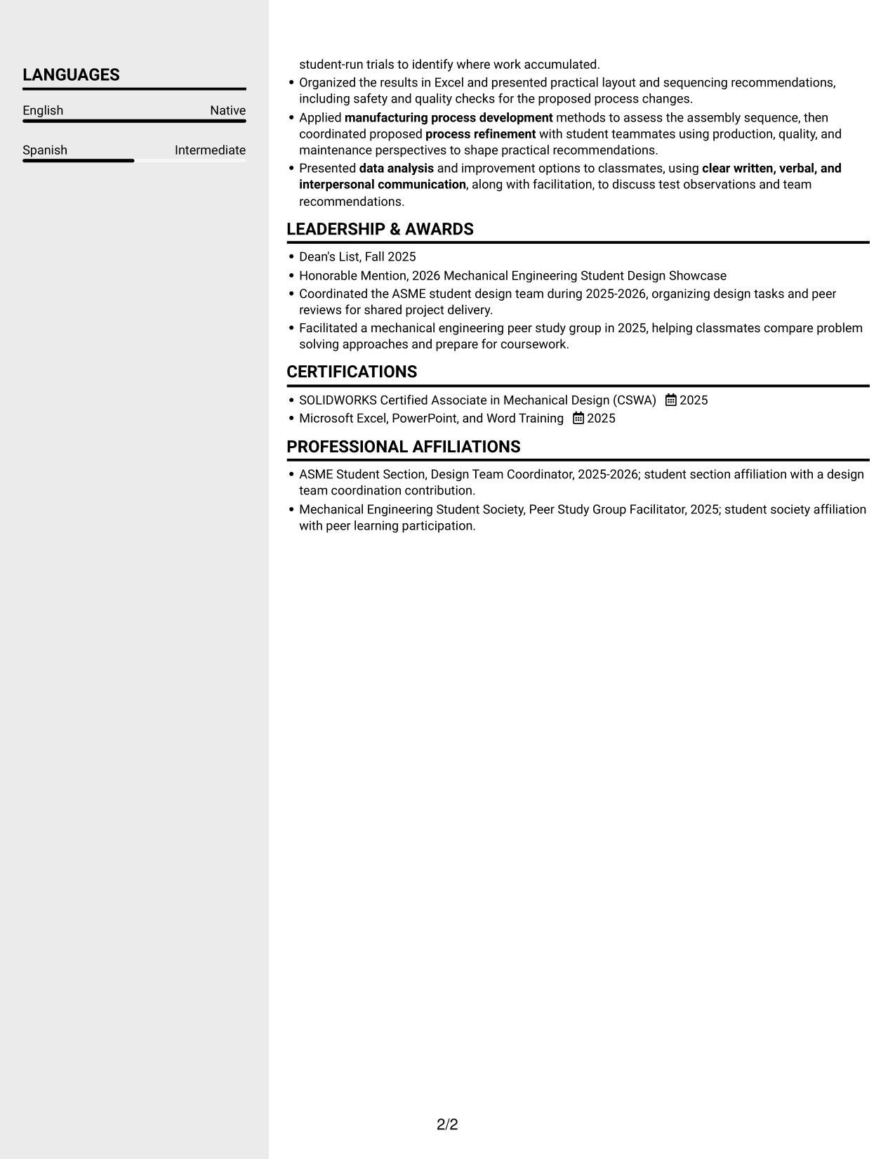 Resume example — page 2