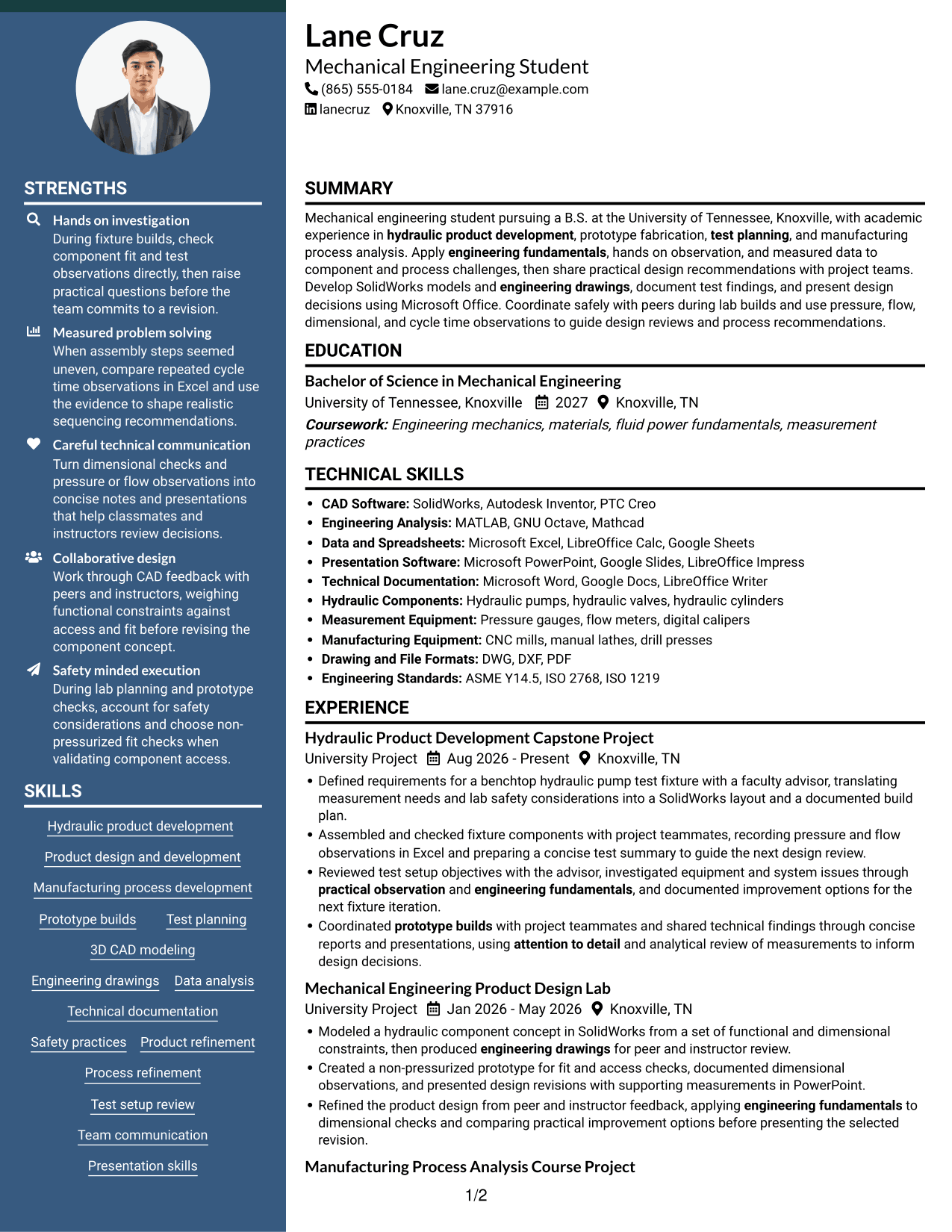 Resume example — page 1