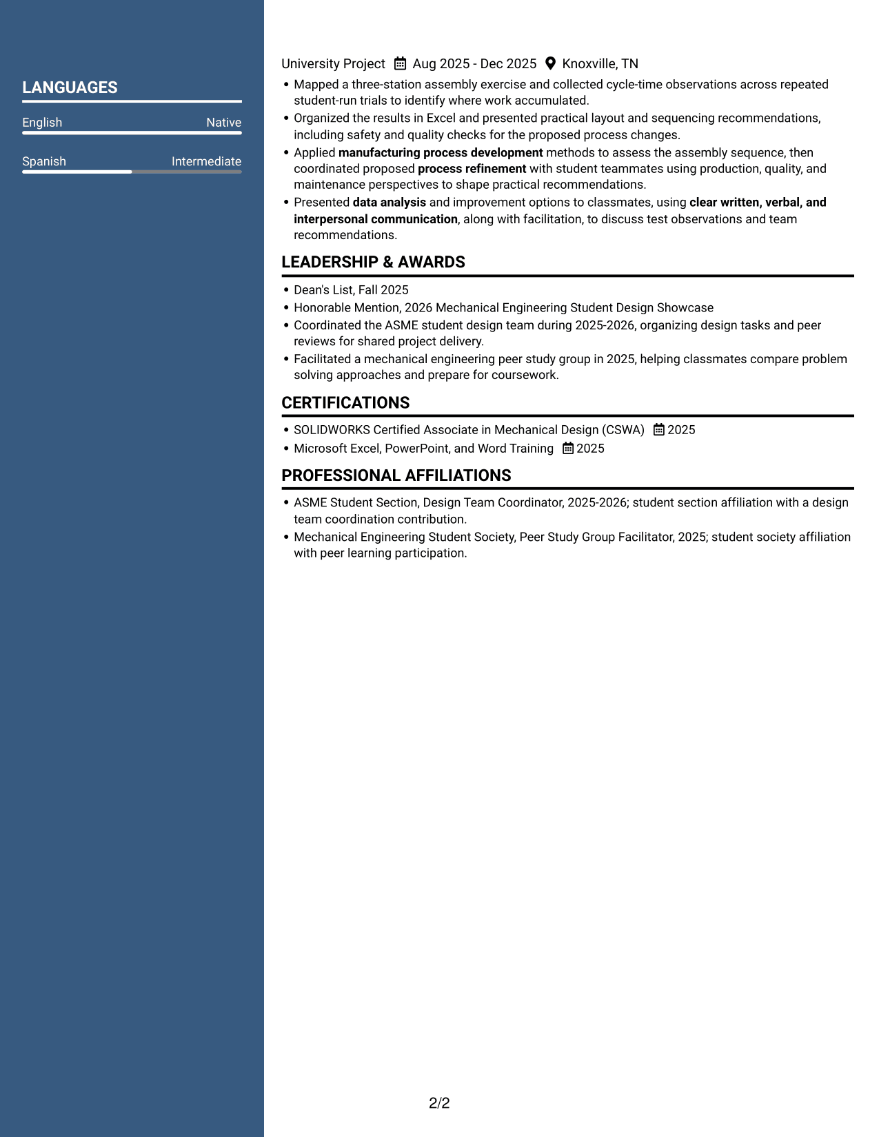 Resume example — page 2