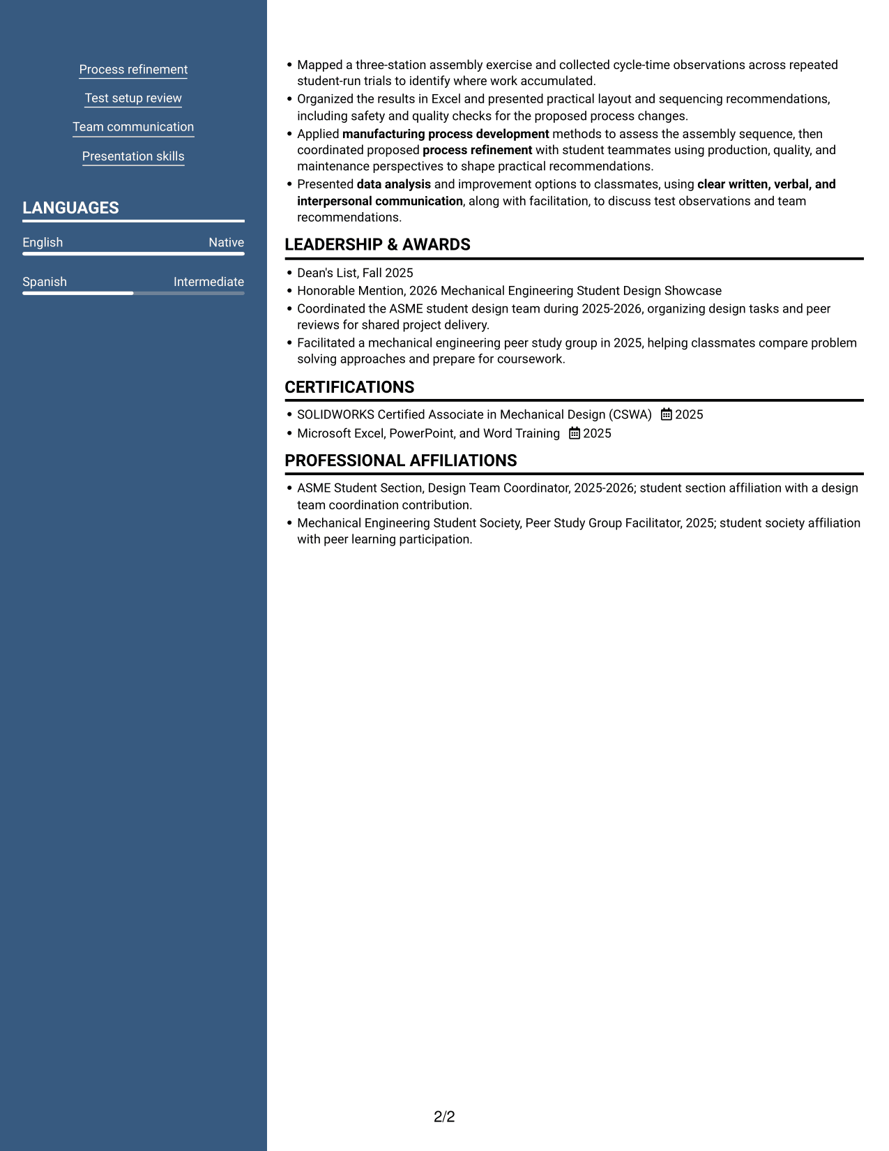 Resume example — page 2