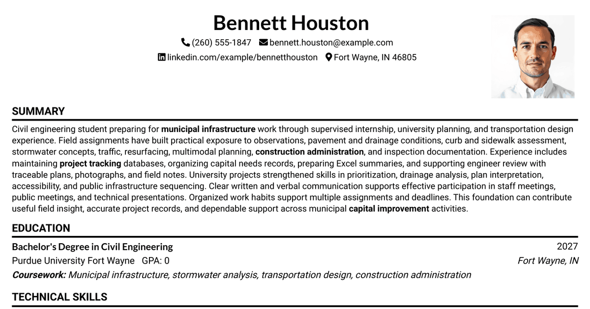 7 Engineering Intern - Municipal Infrastructure Resume Templates with Example