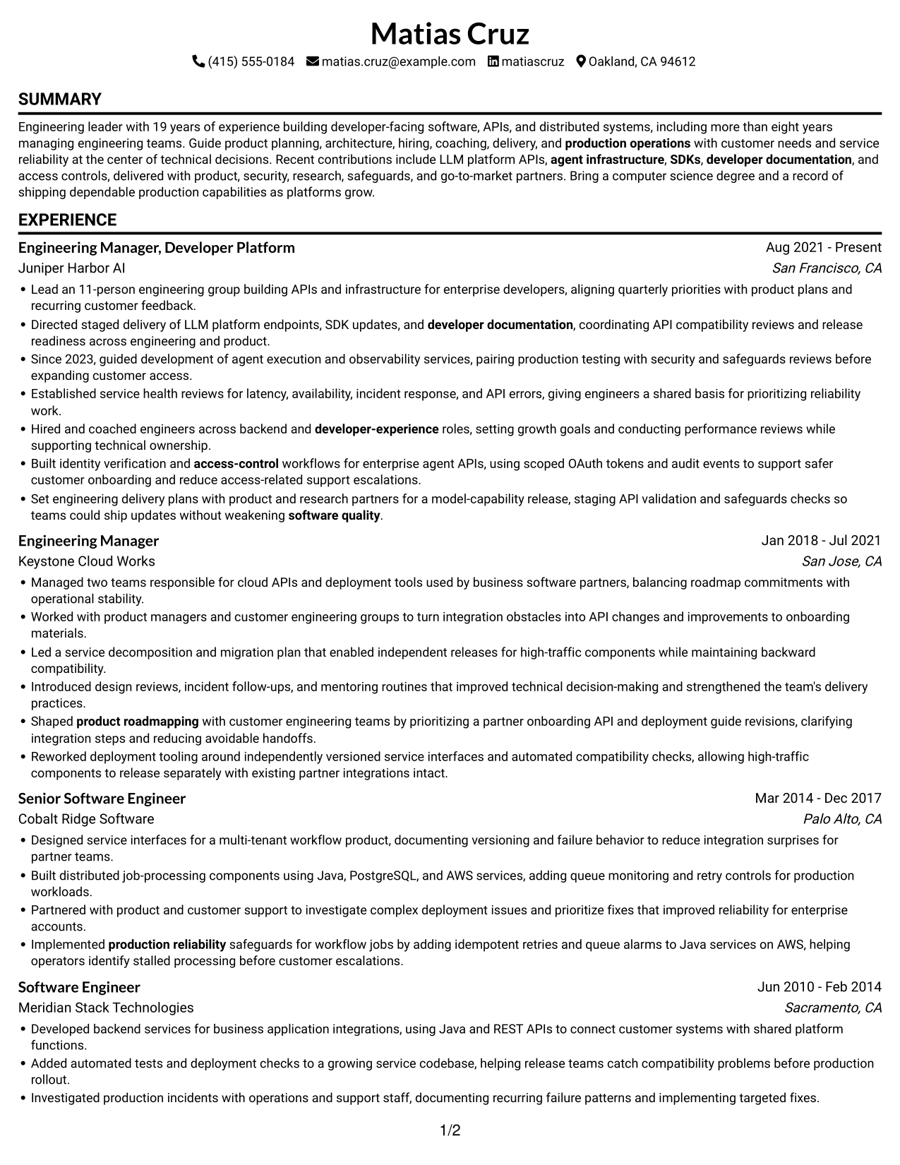 Resume example — page 1