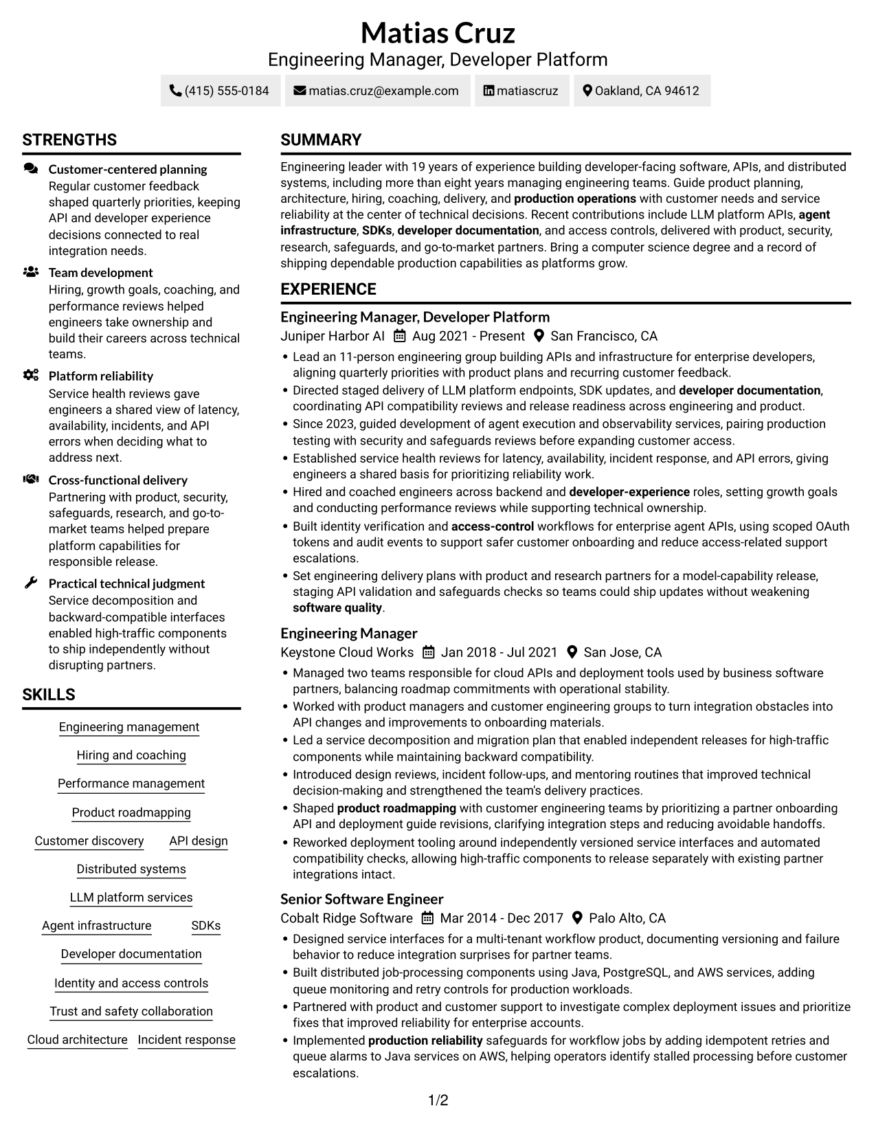 Resume example — page 1