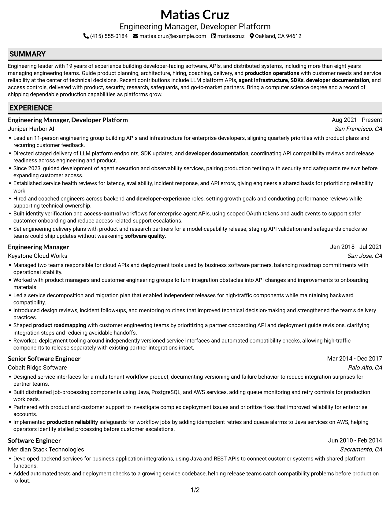 Resume example — page 1