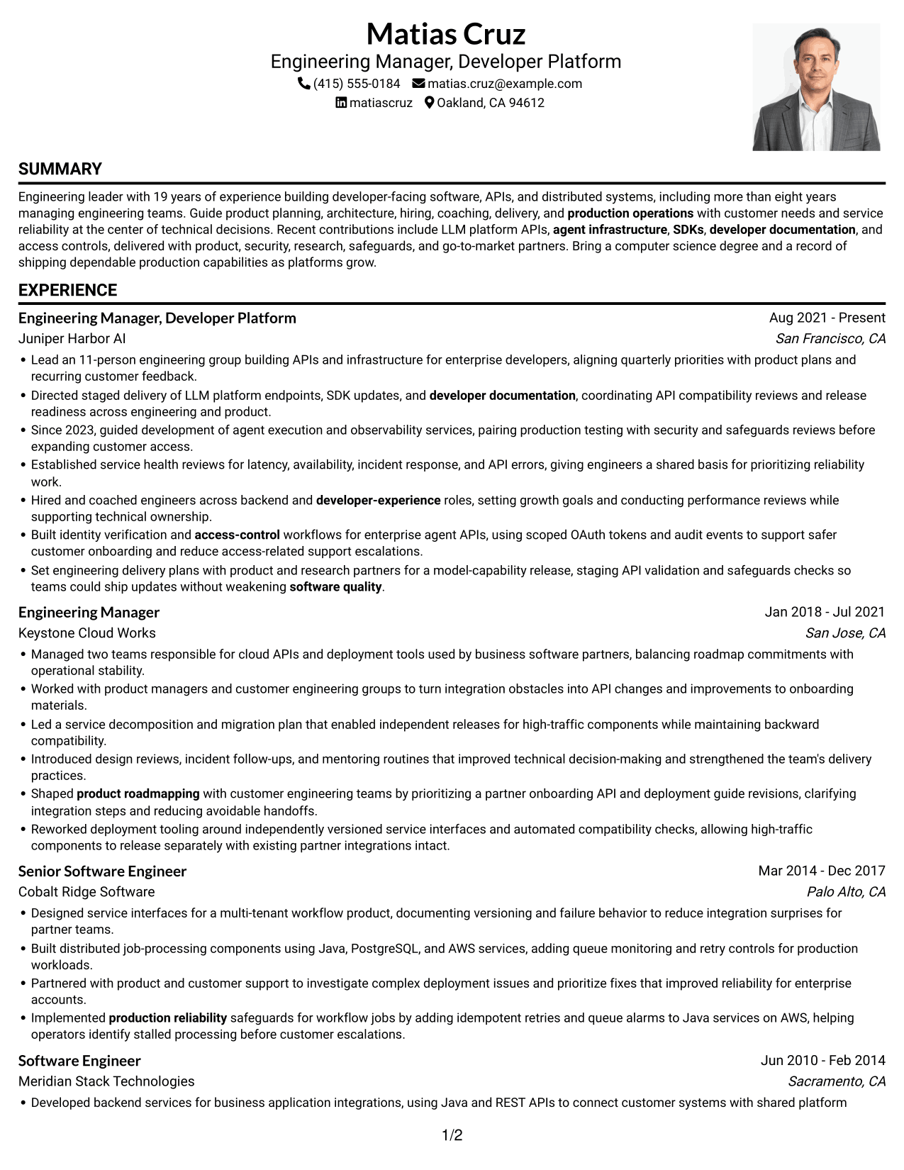 Resume example — page 1