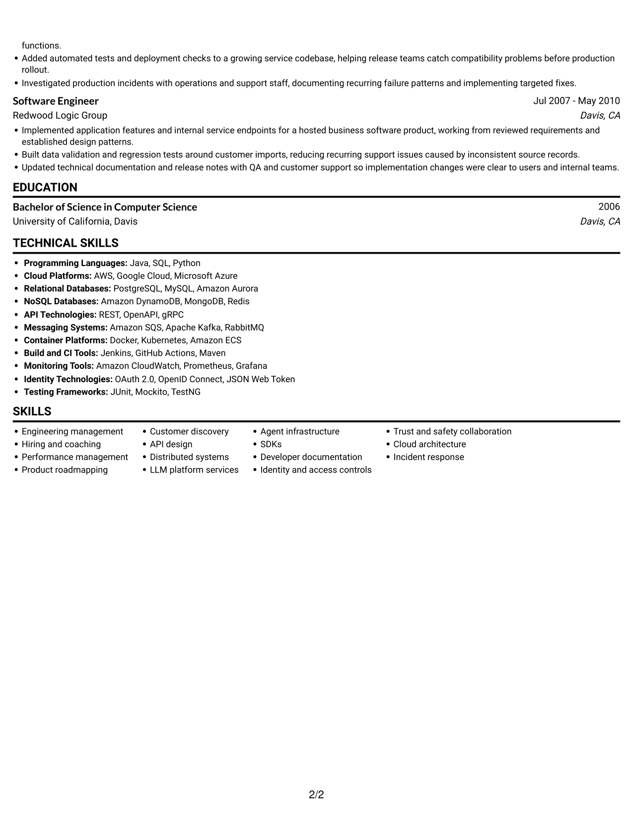 Resume example — page 2