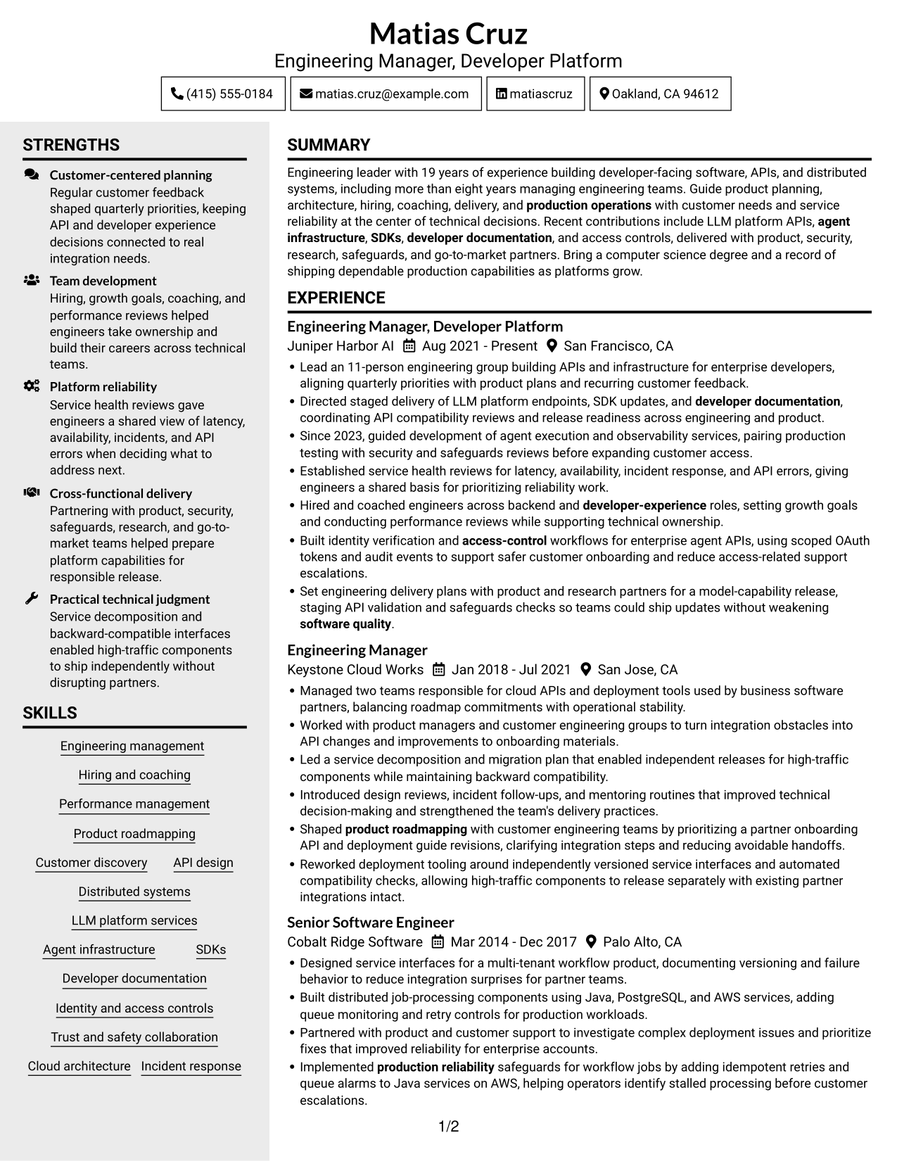 Resume example — page 1