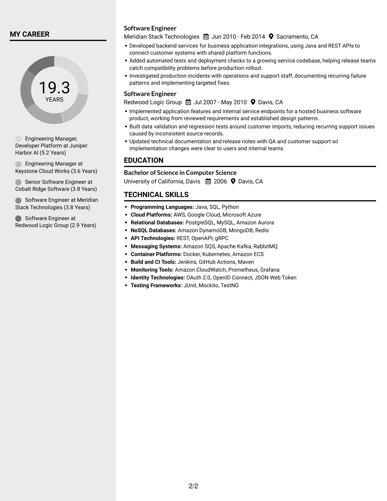 Resume example — page 2