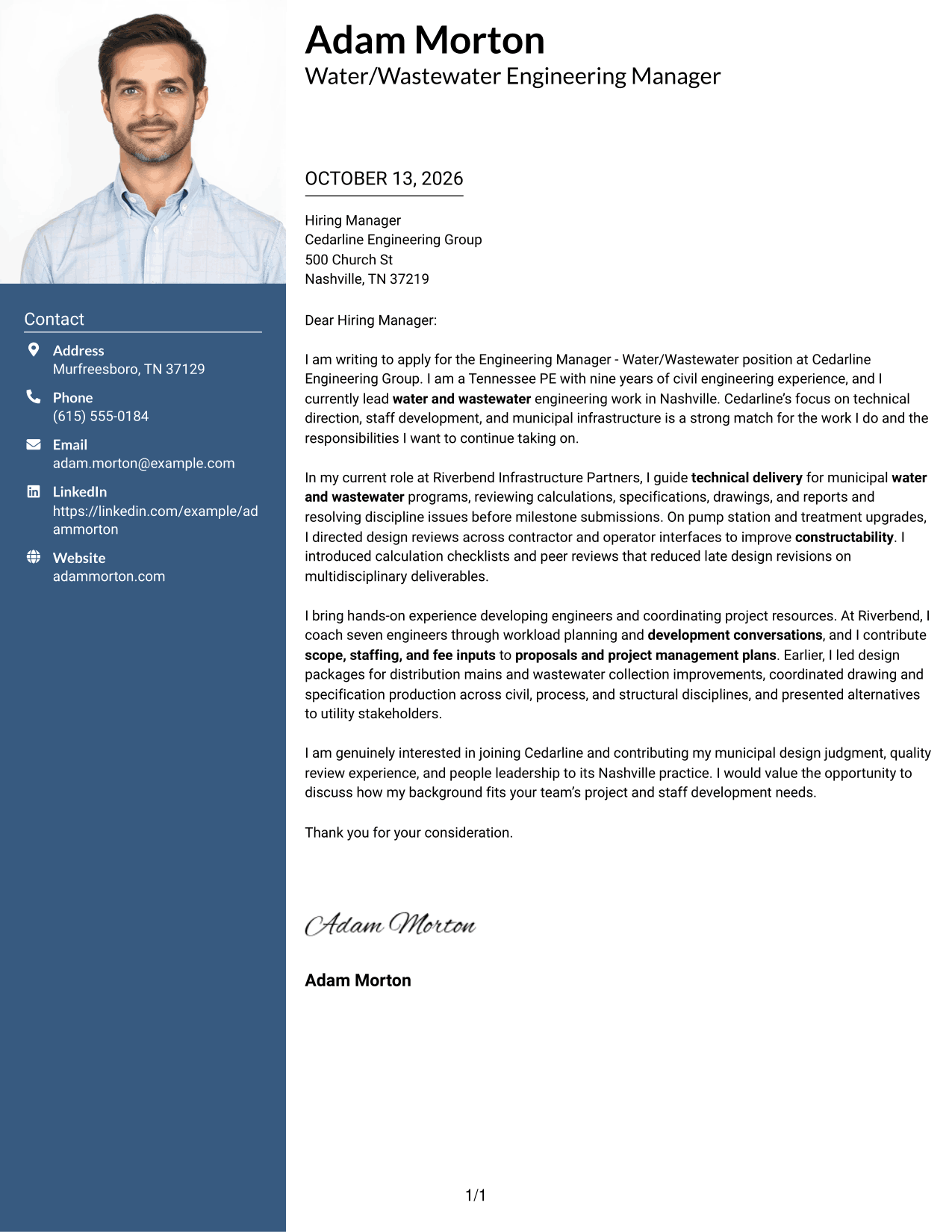 Cover Letter Example Page 1