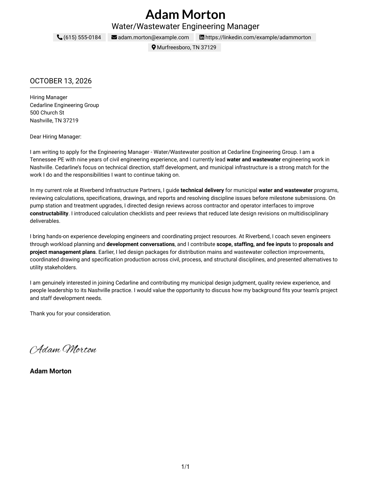 Text/Fang Style Cover Letter Preview