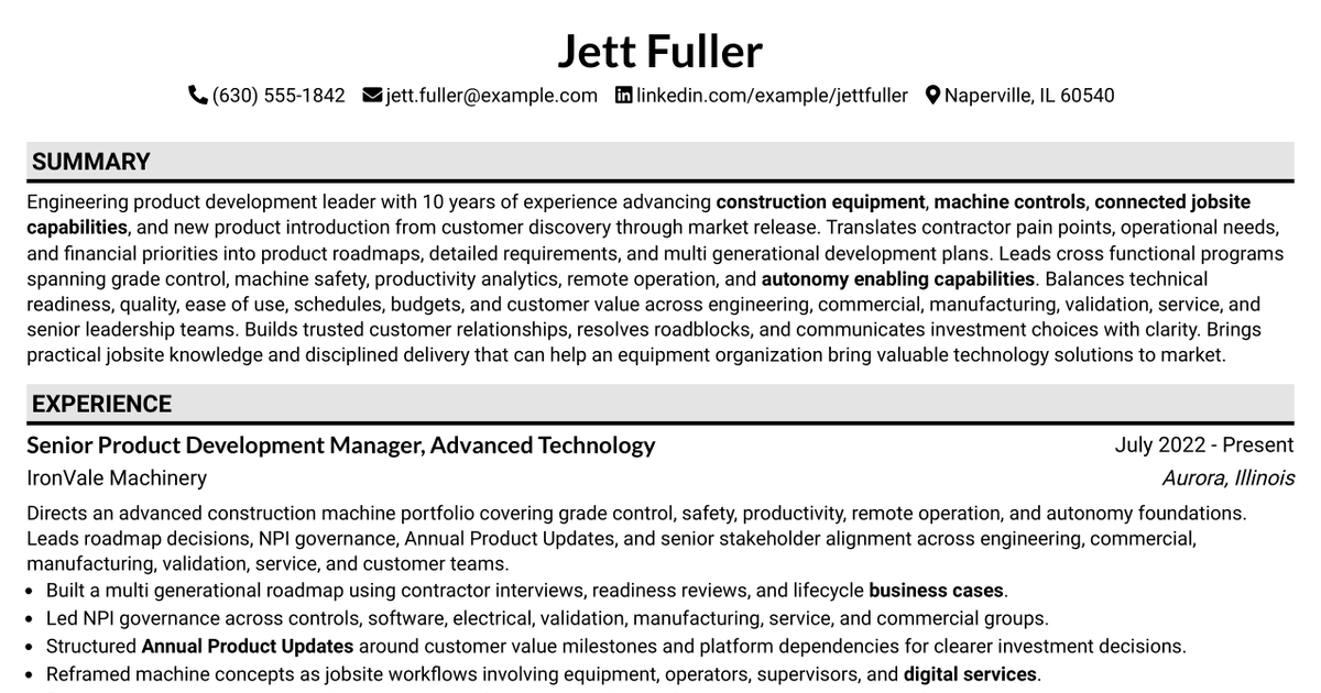 7 Engineering Product Development Manager - Advanced Machine Technology Resume Templates with Example