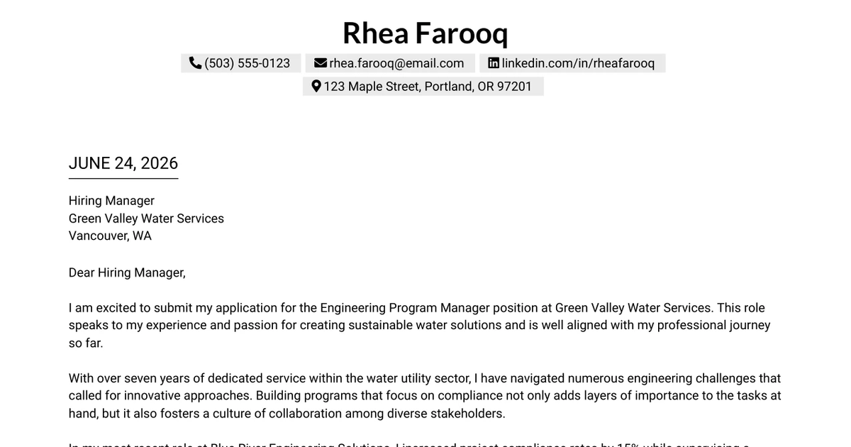 30+ *** ENGINEERING PROGRAM MANAGER *** Cover Letter Templates with Example 2026