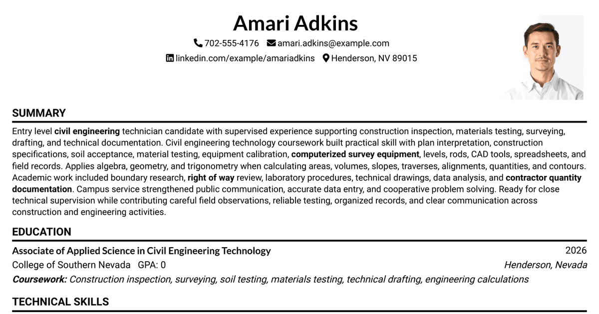 7 Engineering Technician 1 Resume Templates with Example