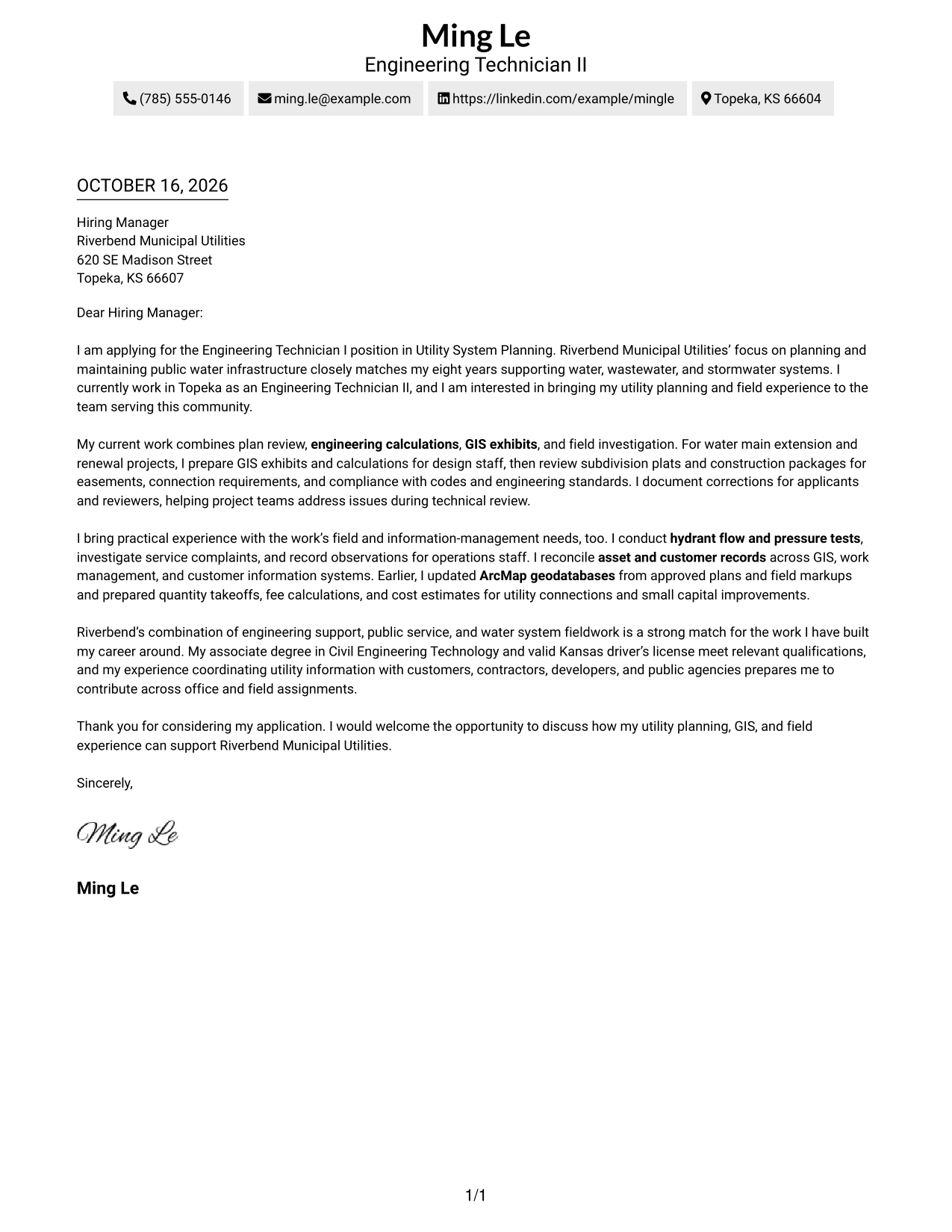 Cover letter example — page 1