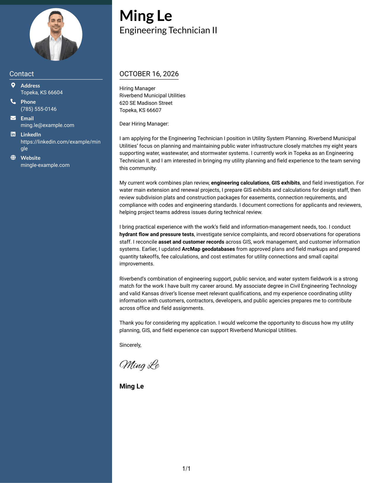 Cover letter example — page 1