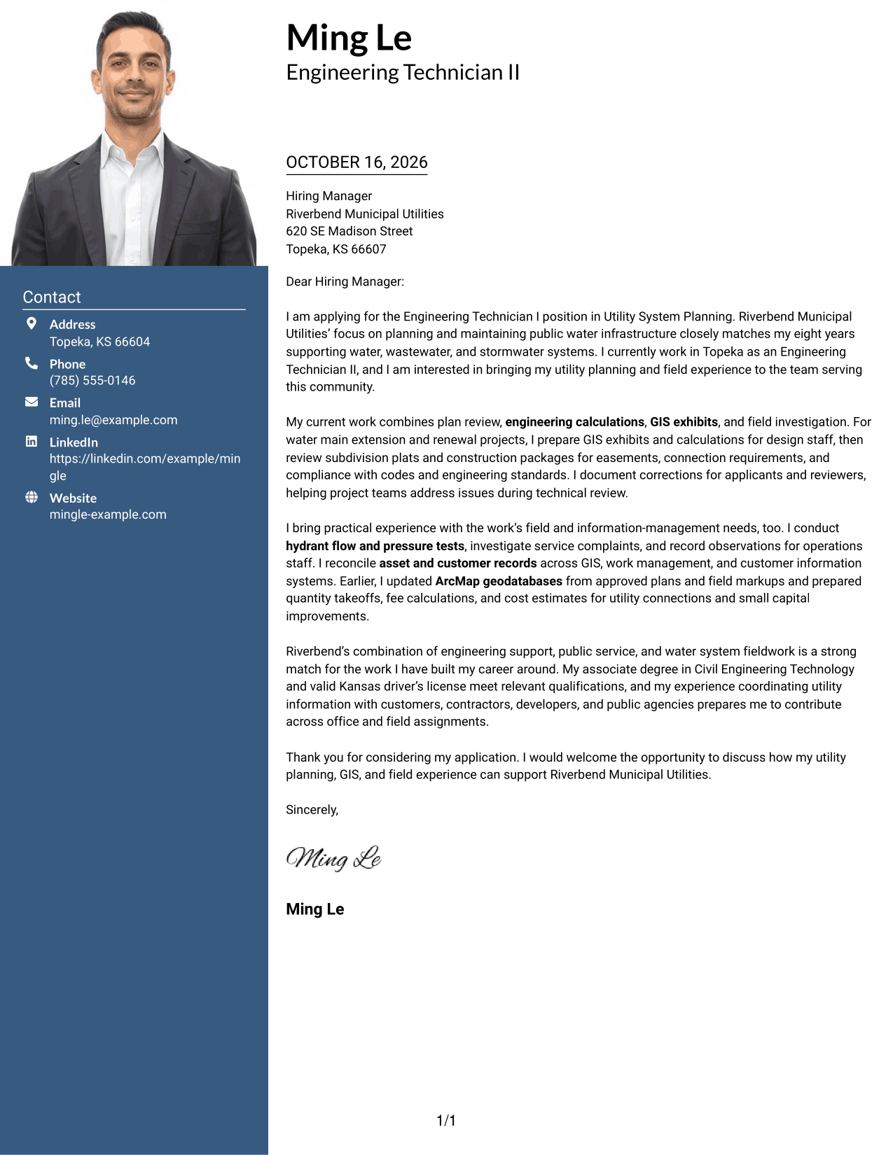Cover letter example — page 1