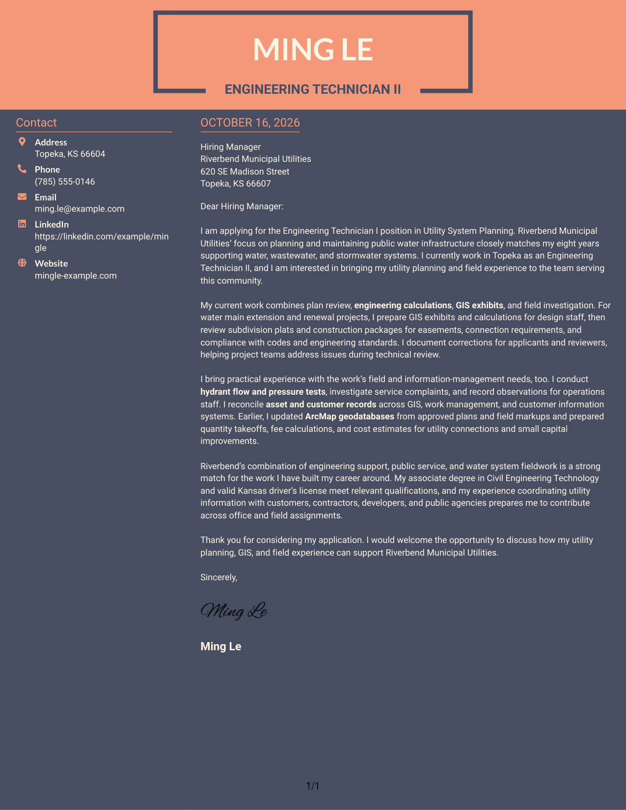 Cover letter example — page 1