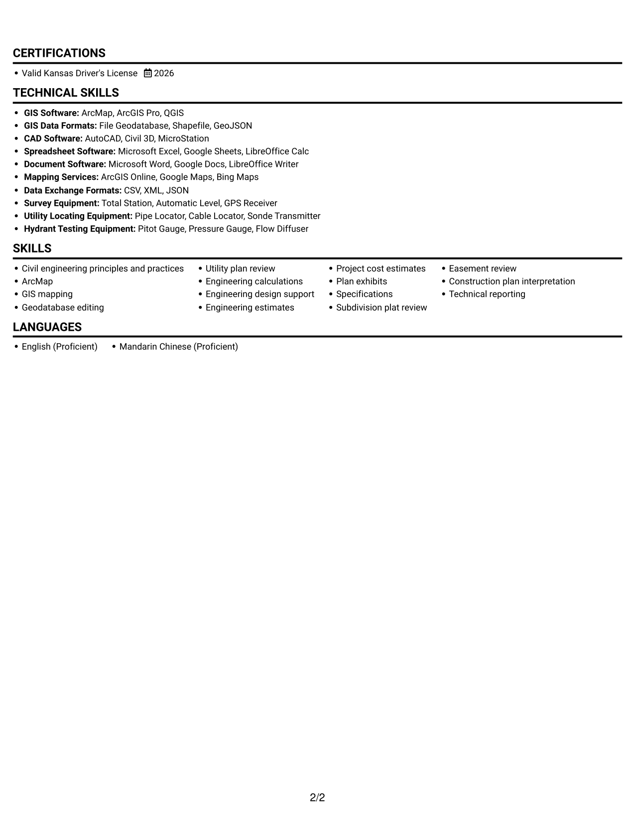Resume example — page 2