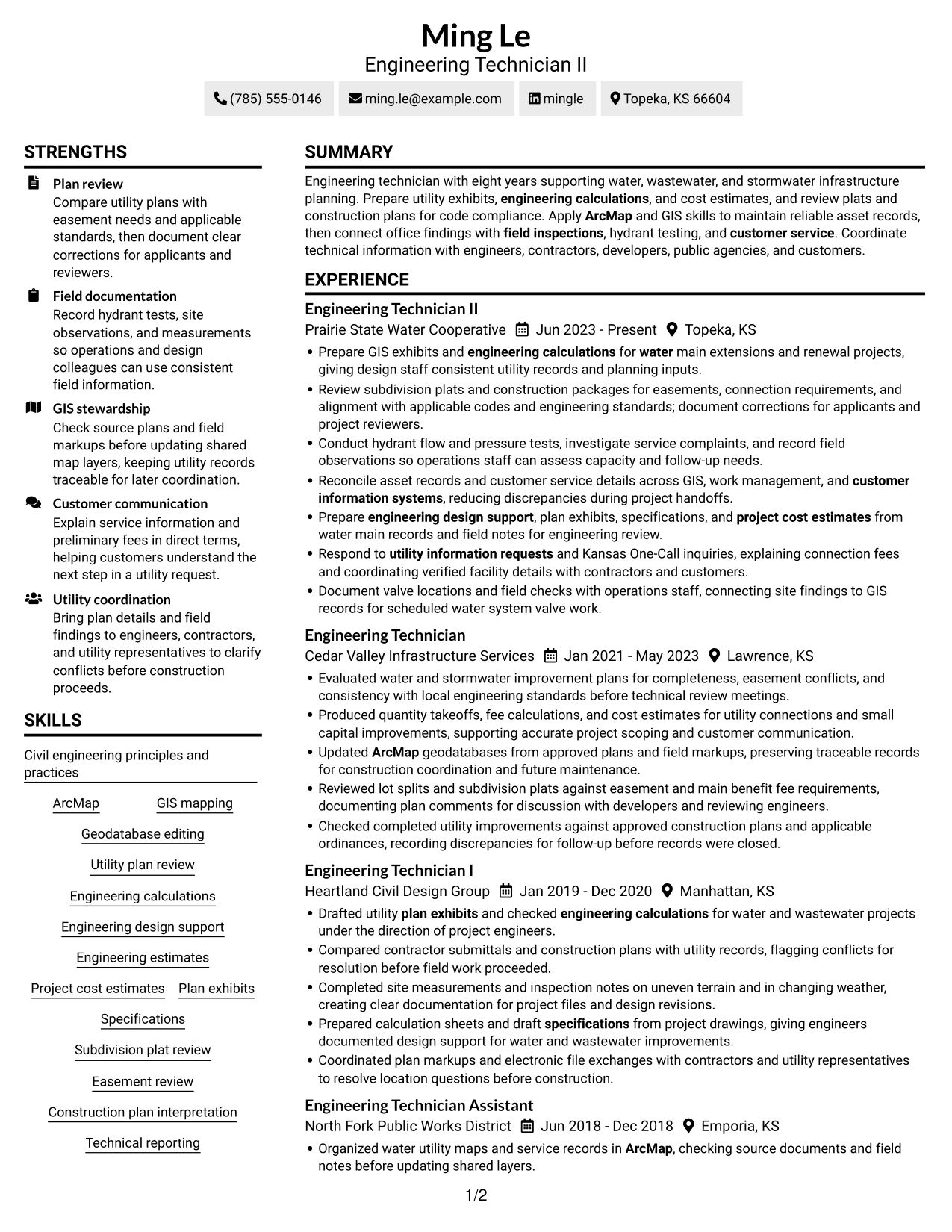Resume example — page 1
