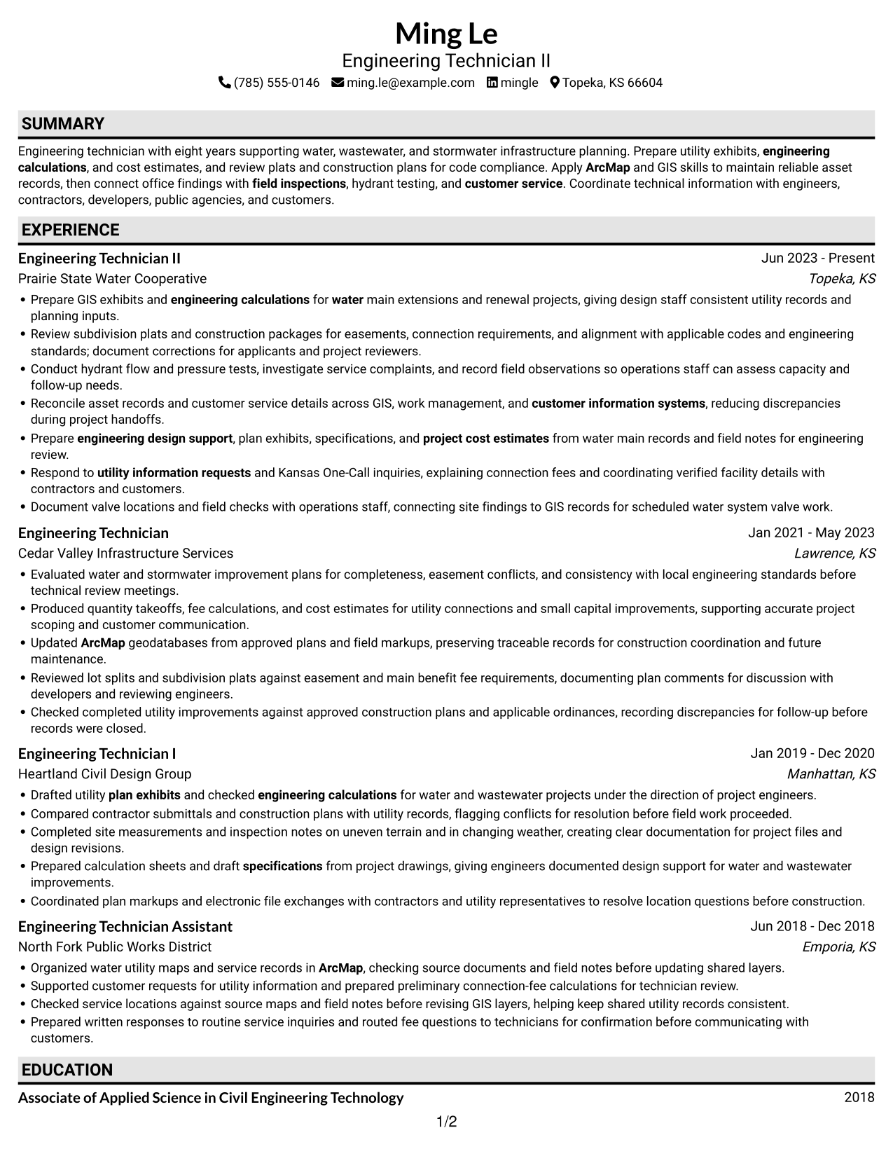 Resume example — page 1