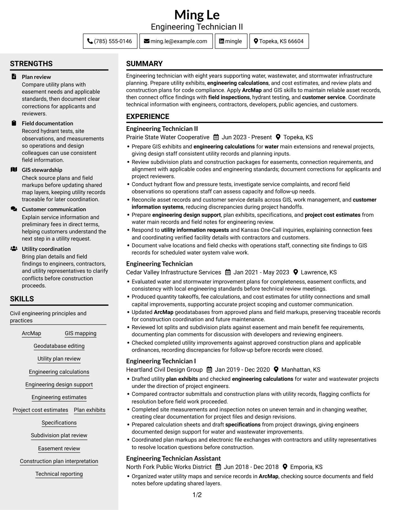 Resume example — page 1